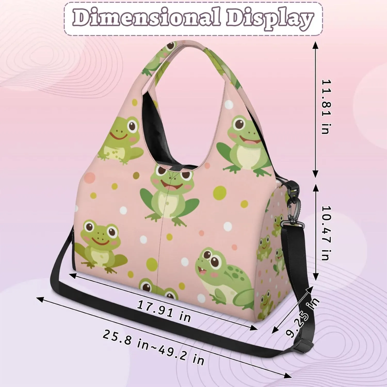 Gym Bag for Women Frogs Duffel Bag with Shoe Compartment and Yoga Mat Holder Portable Weekender Bags Travel Tote Bags