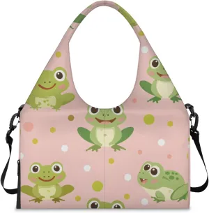 Gym Bag for Women Frogs Duffel Bag with Shoe Compartment and Yoga Mat Holder Portable Weekender Bags Travel Tote Bags