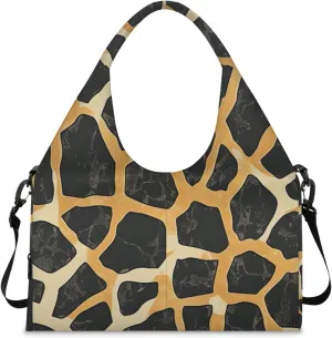 Gym Bag for Women Giraffe Pattern Duffel Bag with Shoe Compartment and Yoga Mat Holder Portable Weekender Bags Travel Tote Bags