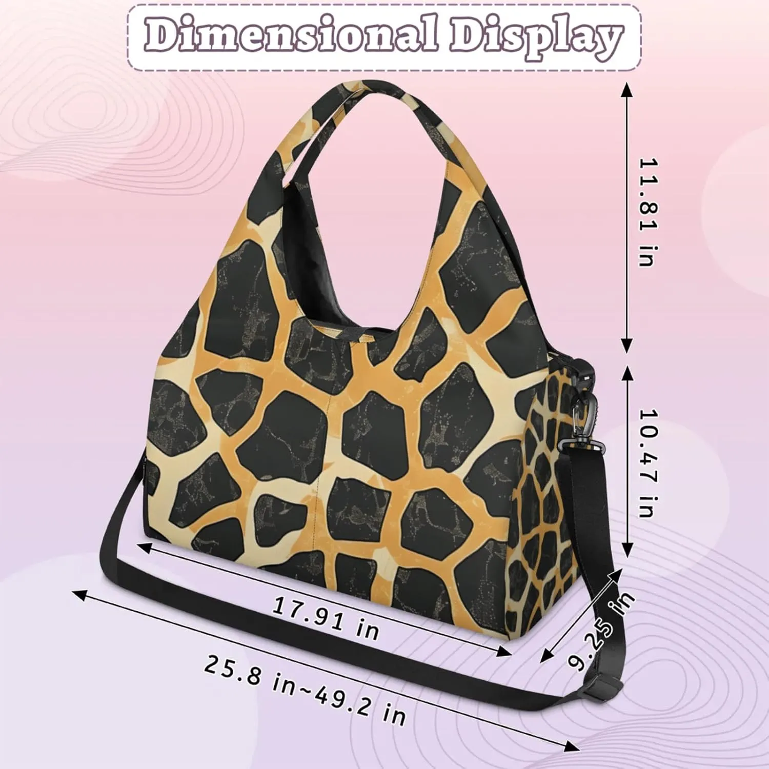 Gym Bag for Women Giraffe Pattern Duffel Bag with Shoe Compartment and Yoga Mat Holder Portable Weekender Bags Travel Tote Bags