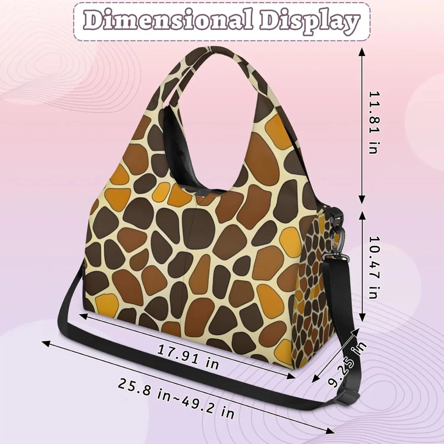 Gym Bag for Women Giraffes Print Duffel Bag with Shoe Compartment and Yoga Mat Holder Portable Weekender Bags Travel Tote Bags