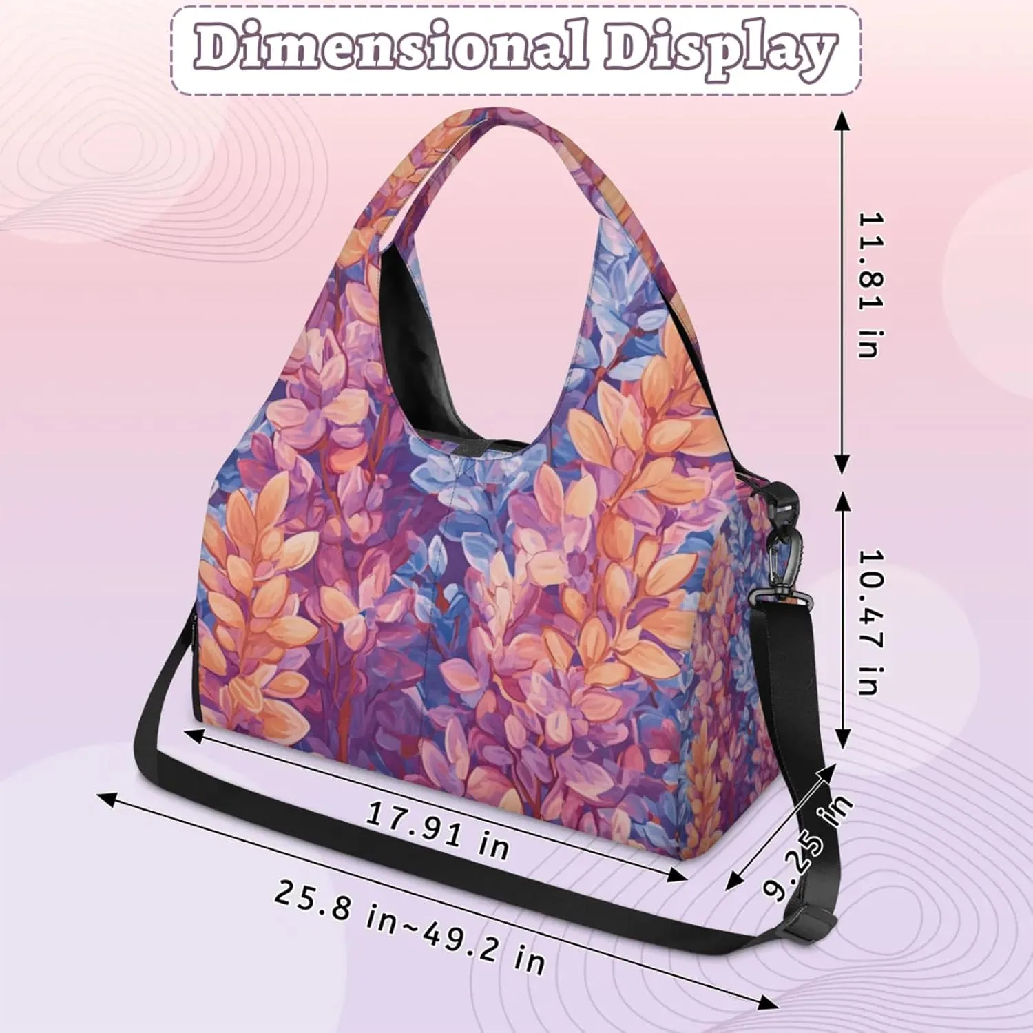 Gym Bag for Women Lavenders Themed Duffel Bag with Shoe Compartment and Yoga Mat Holder Portable Weekender Bags Travel Tote Bags