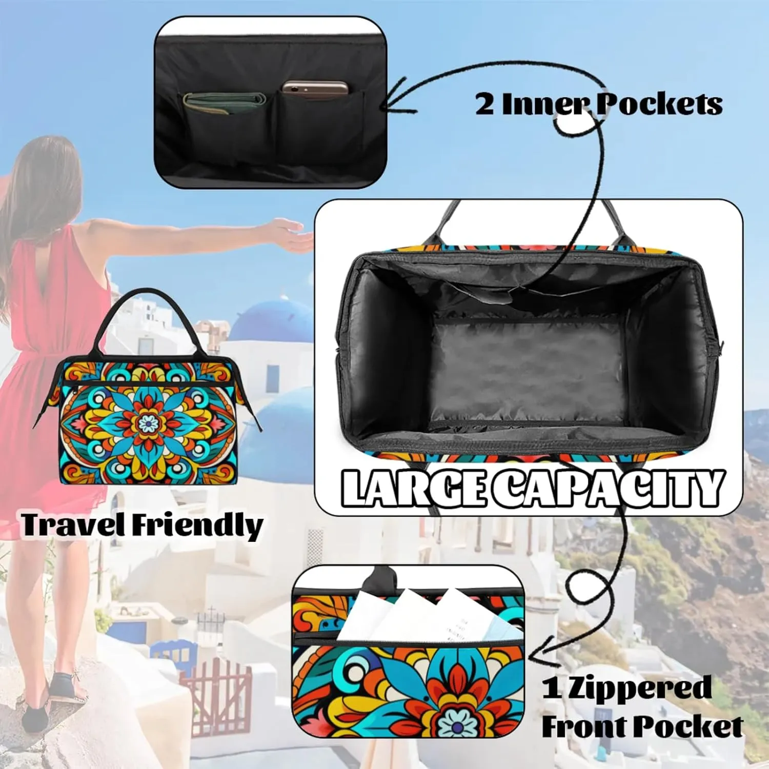 Gym Bag for Women Men, Travel Sports Duffel Bag with Trolley Sleeve Overnight Bag Carry On Tote Bag for Travel Gym Sport
