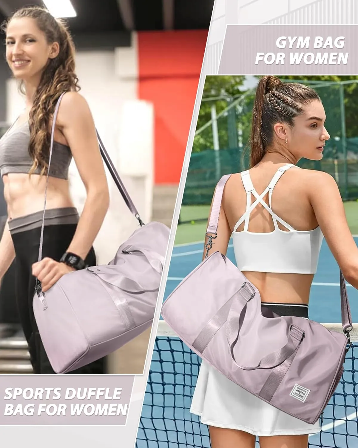 Gym Bag for Women Men with Shoe Compartment,Small Travel Duffle Bags for Traveling Overnight Weekender Bag Personal Item Travel Bag Large Sport Bag Workout Bag Pink