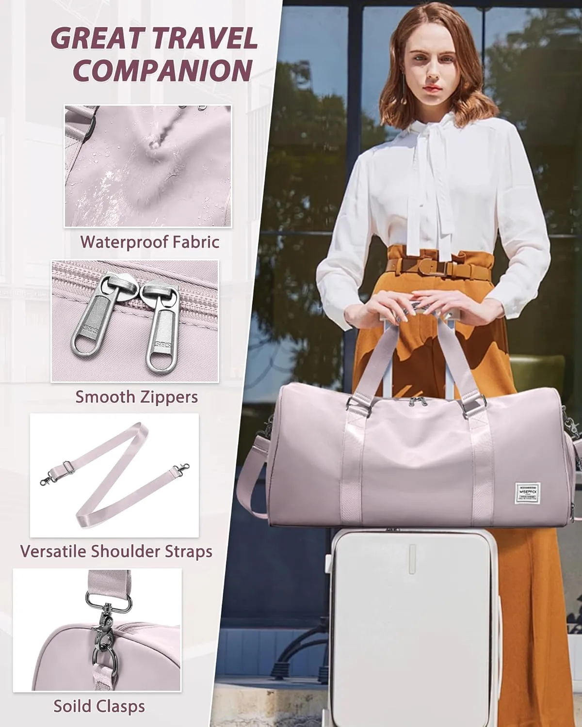 Gym Bag for Women Men with Shoe Compartment,Small Travel Duffle Bags for Traveling Overnight Weekender Bag Personal Item Travel Bag Large Sport Bag Workout Bag Pink