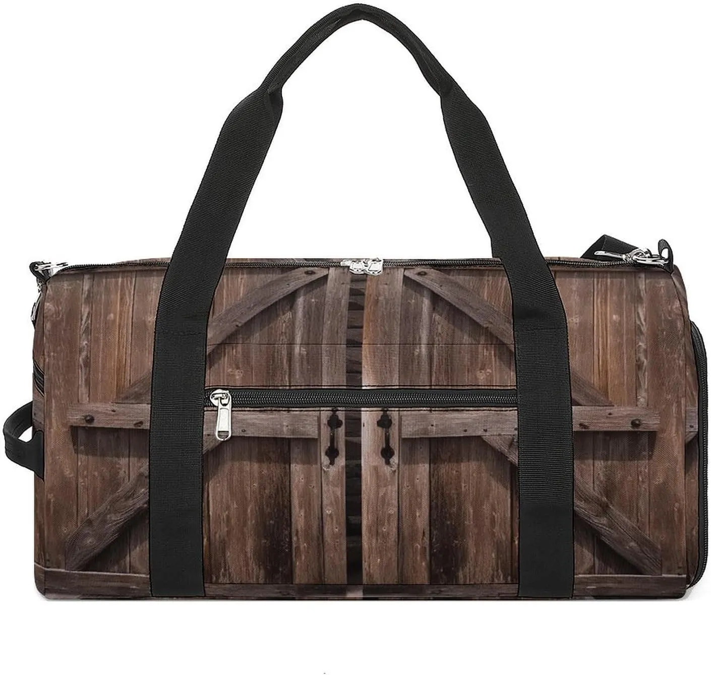 Gym Bag for Women Men,Vintage Wooden Barn Door Print Gym Bag,reusable Gym Bag,gym Bag with Shoe Compartment