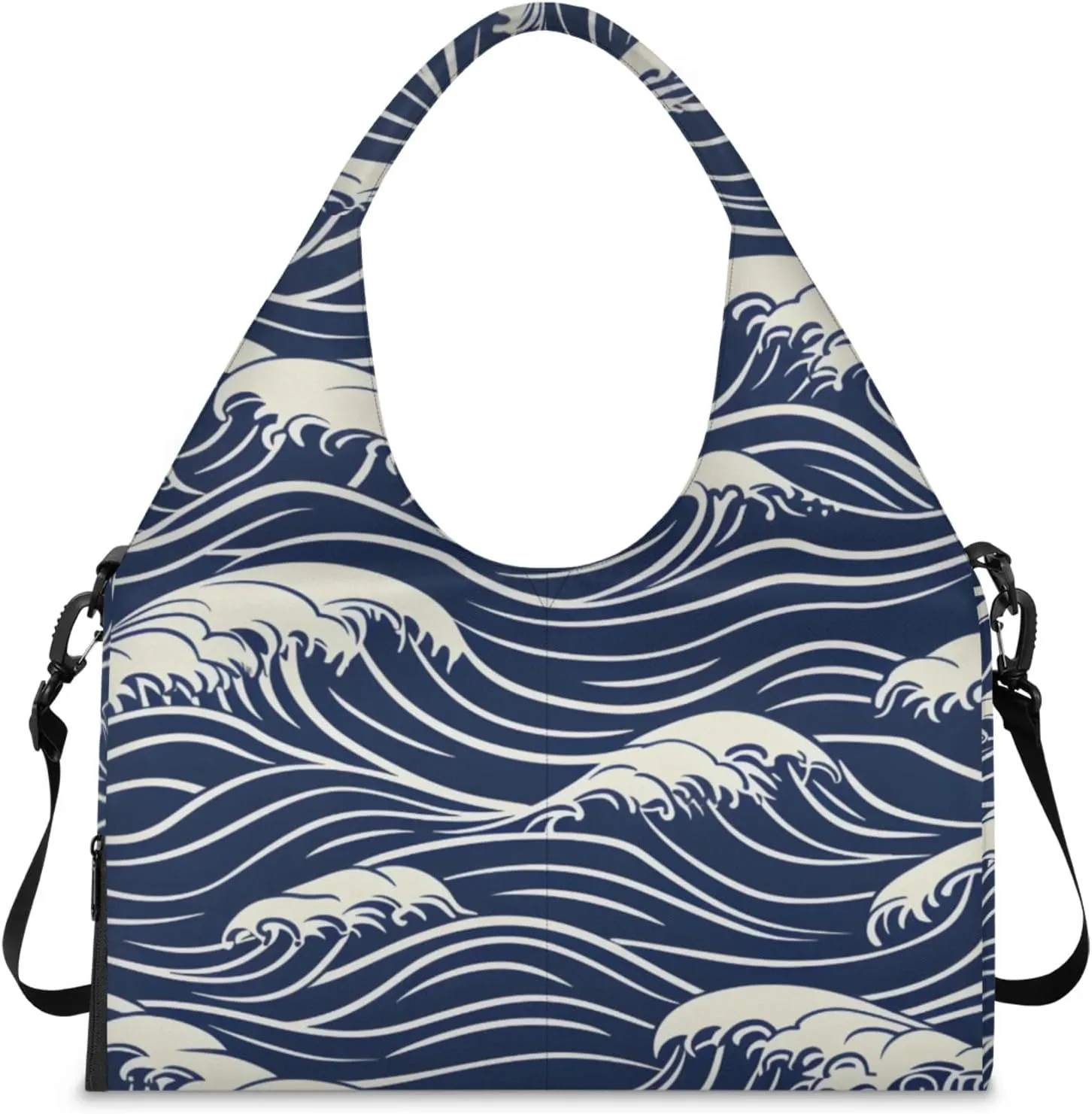 Gym Bag for Women Seawater Print Duffel Bag with Shoe Compartment and Yoga Mat Holder Portable Weekender Bags Travel Tote Bags