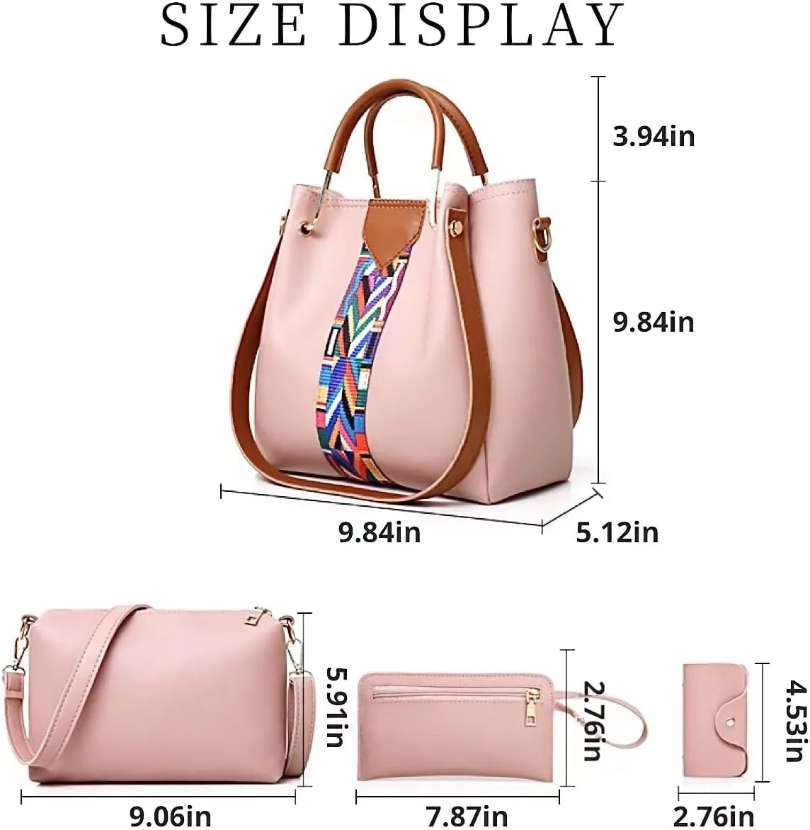 Gym Bag for Women Sports Travel Tote Duffel Bag Weekender Overnight Bag Vegan Leather Yoga Toiletry Bag Purse 4 Pcs Set