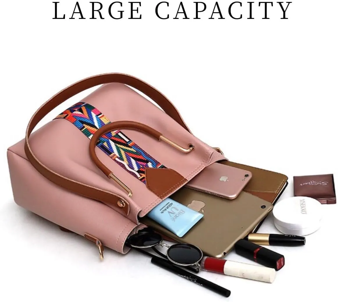 Gym Bag for Women Sports Travel Tote Duffel Bag Weekender Overnight Bag Vegan Leather Yoga Toiletry Bag Purse 4 Pcs Set