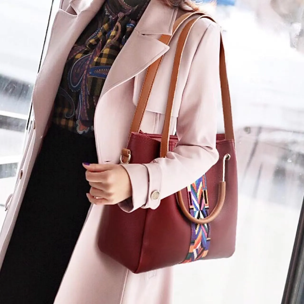 Gym Bag for Women Sports Travel Tote Duffel Bag Weekender Overnight Bag Vegan Leather Yoga Toiletry Bag Purse 4 Pcs Set