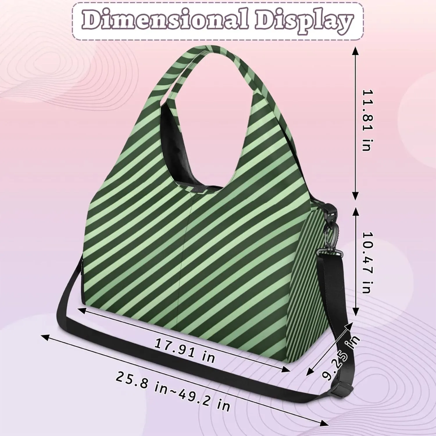 Gym Bag for Women Stripes Theme Duffel Bag with Shoe Compartment and Yoga Mat Holder Portable Weekender Bags Travel Tote Bags
