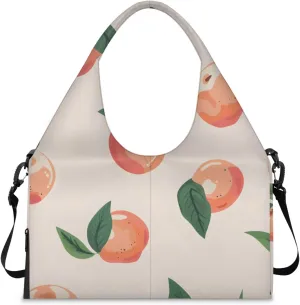 Gym Bag for Women Sweet Peach Duffel Bag with Shoe Compartment and Yoga Mat Holder Portable Weekender Bags Travel Tote Bags