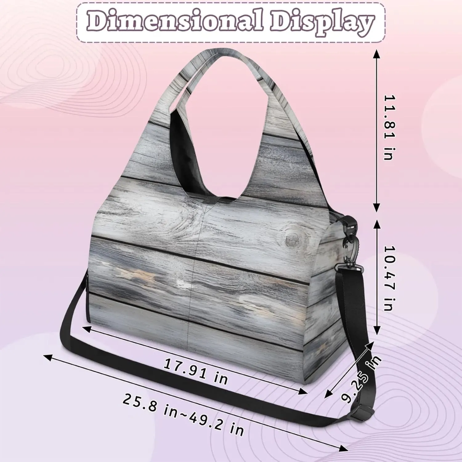 Gym Bag for Women Vintage Wood Duffel Bag with Shoe Compartment and Yoga Mat Holder Portable Weekender Bags Travel Tote Bags