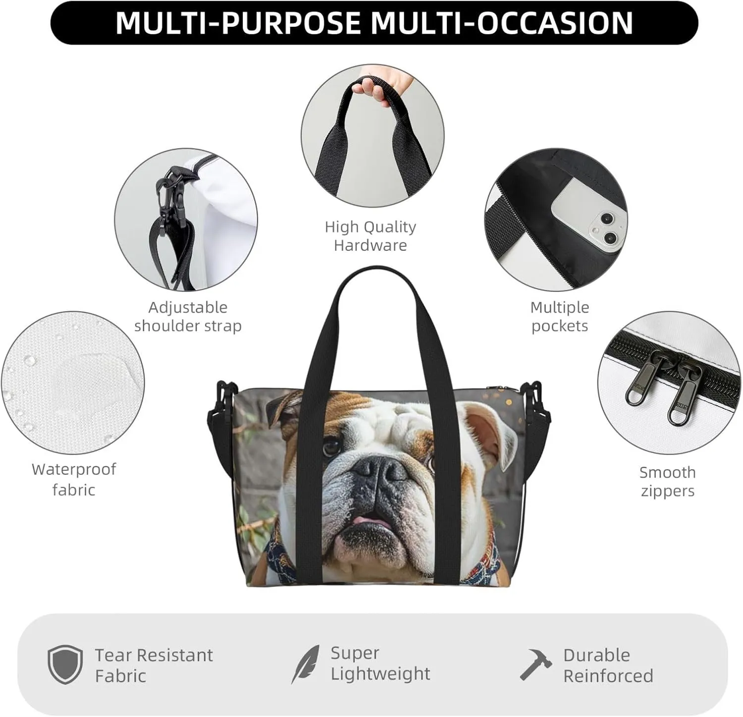 Gym Bag Funny English Bulldog4 Duffel Bag for Men Women Travel Overnight Bag with Shoe Compartment Workout Bags