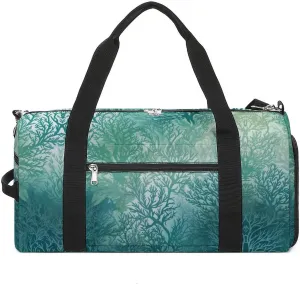 Gym Bag Green Sea Blue Seaweed Gym Bag for Women Men Backpack Gym Bag with Shoe Compartment Reusable Gym Bag Mini Gym Bag