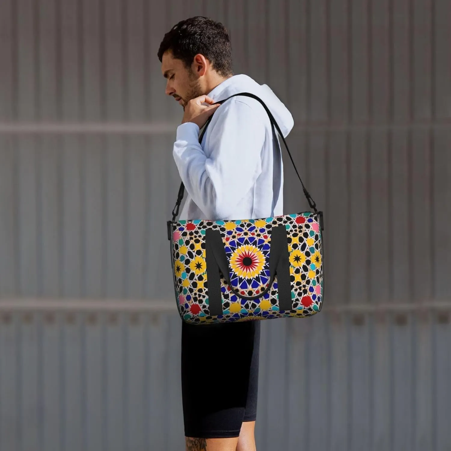 Gym Bag Moroccan Color Duffel Bag for Men Women Travel Overnight Bag with Shoe Compartment Workout Bags