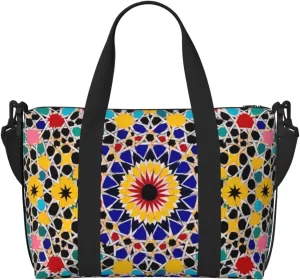 Gym Bag Moroccan Color Duffel Bag for Men Women Travel Overnight Bag with Shoe Compartment Workout Bags