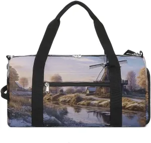 Gym Bag, Traditional Windmill Printed Gym Bag,zippered Gym Bag,travel Gym Bag,gym Bag with Compartments