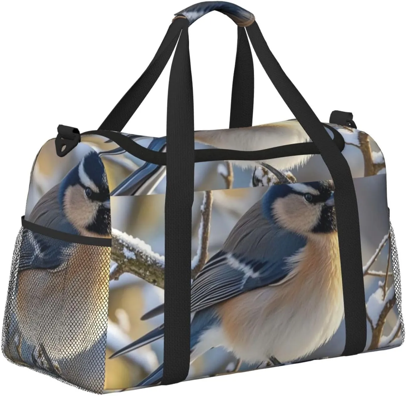 Gym Bag Winter Bird on Branch Duffel Bag for Men Women Travel Overnight Bag with Shoe Compartment Workout Bags