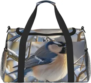 Gym Bag Winter Bird on Branch Duffel Bag for Men Women Travel Overnight Bag with Shoe Compartment Workout Bags