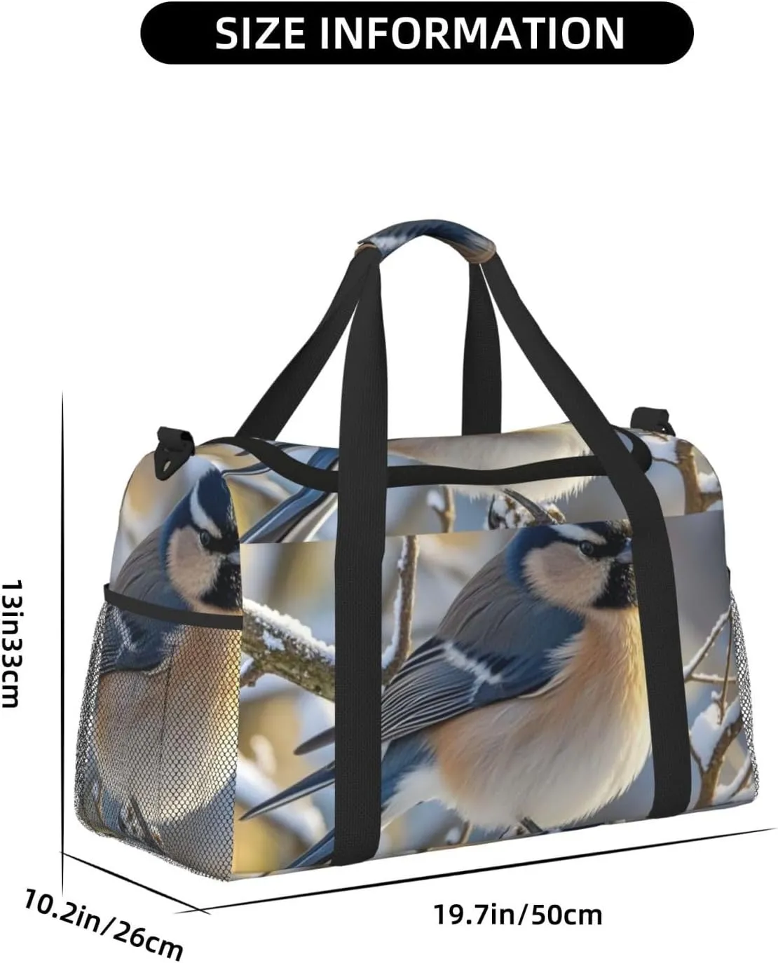 Gym Bag Winter Bird on Branch Duffel Bag for Men Women Travel Overnight Bag with Shoe Compartment Workout Bags