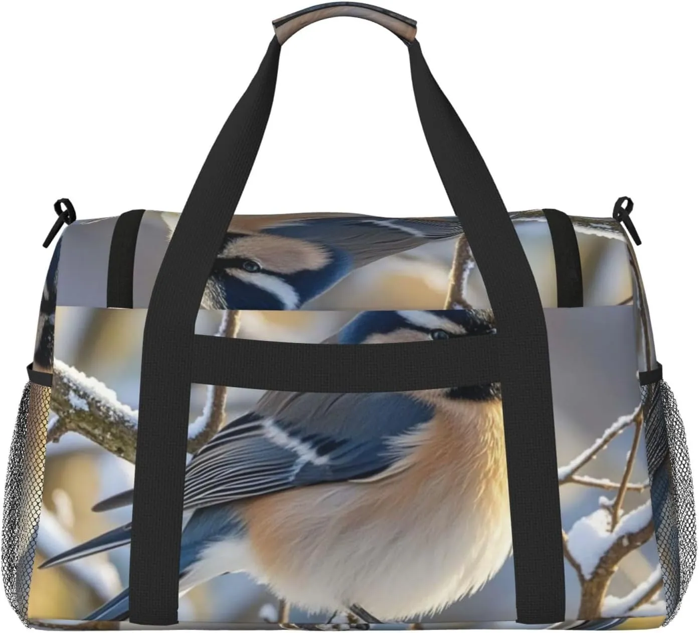 Gym Bag Winter Bird on Branch Duffel Bag for Men Women Travel Overnight Bag with Shoe Compartment Workout Bags