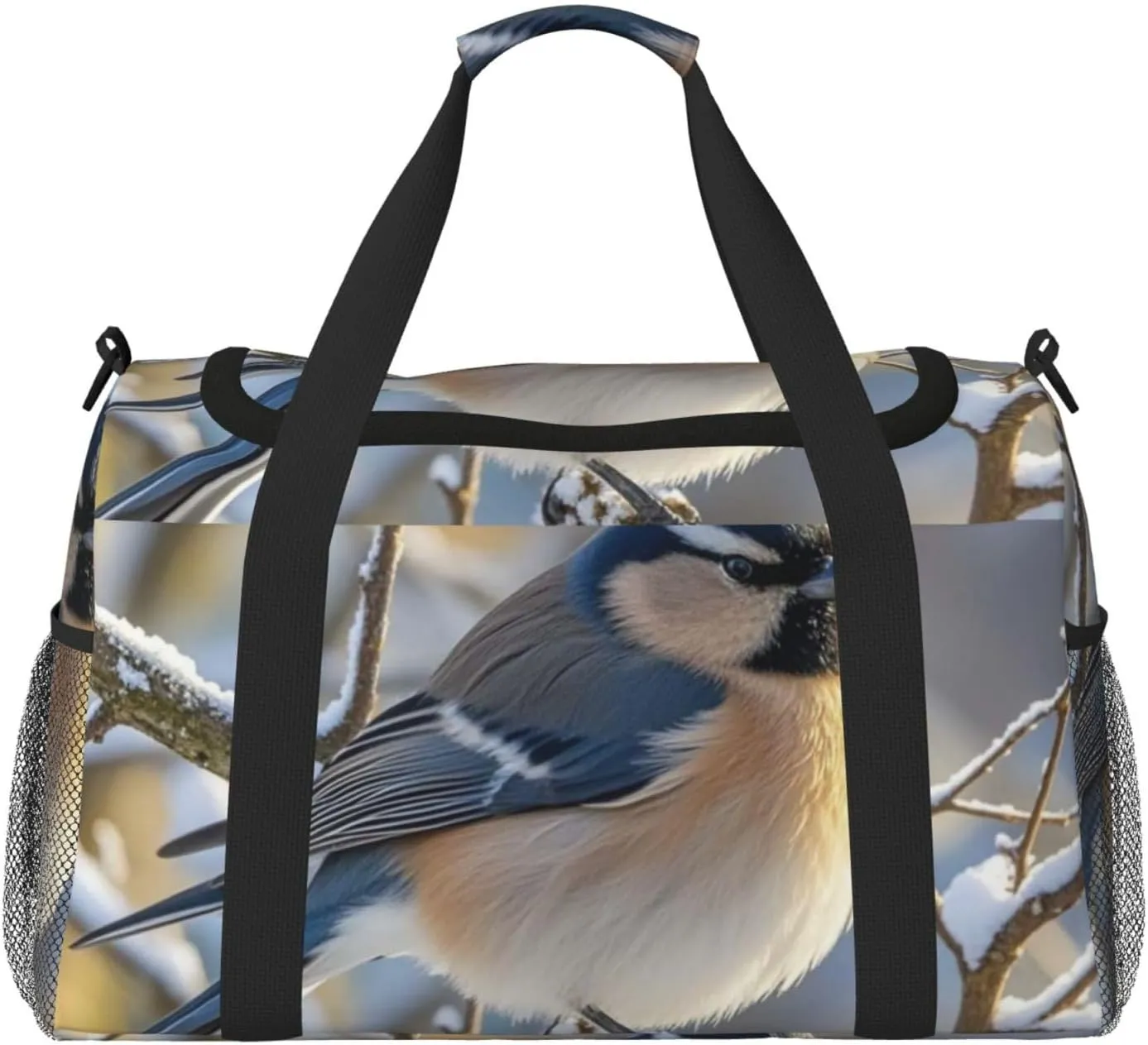 Gym Bag Winter Bird on Branch Duffel Bag for Men Women Travel Overnight Bag with Shoe Compartment Workout Bags