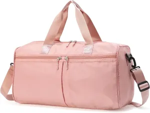 Gym Bag with Shoe Compartment, Weekender Bags for Women, Overnight Bag with Wet Pocket for Luggage Travel Workout Yoga, Pink