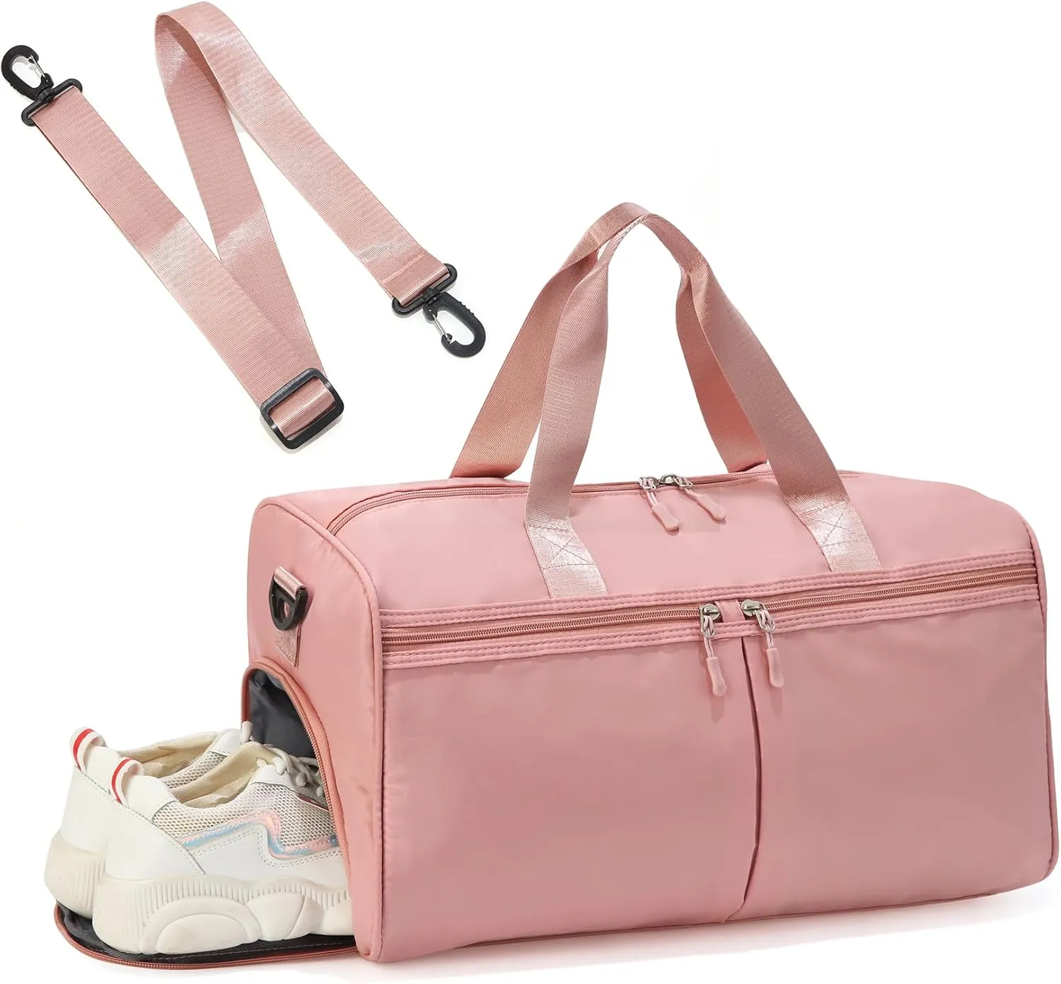 Gym Bag with Shoe Compartment, Weekender Bags for Women, Overnight Bag with Wet Pocket for Luggage Travel Workout Yoga, Pink
