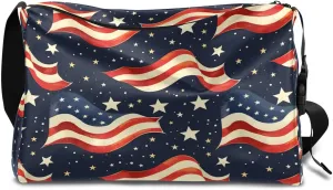 Gym Bags for Men 14.8 Inch Lightweight Carry On Bags for Airplanes Waterproof Duffle Bag for Travel, America Patriotic Stars Printings