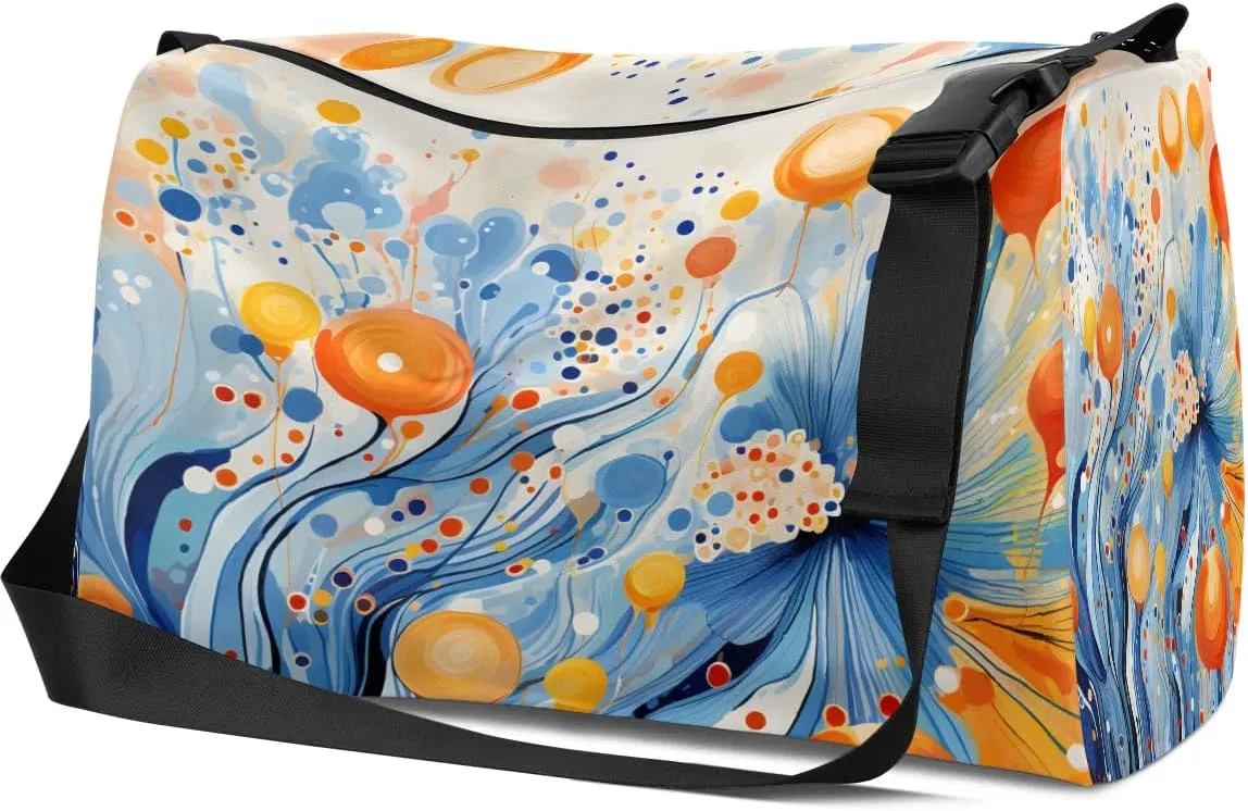 Gym Bags for Men 14.8 Inch Lightweight Carry On Bags for Airplanes Waterproof Duffle Bag for Travel, Art Flora Prints