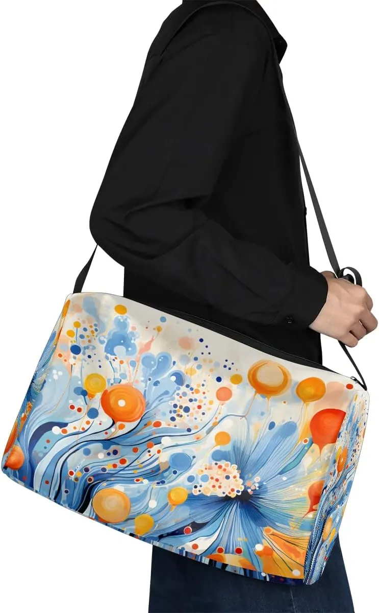 Gym Bags for Men 14.8 Inch Lightweight Carry On Bags for Airplanes Waterproof Duffle Bag for Travel, Art Flora Prints