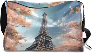 Gym Bags for Men 14.8 Inch Lightweight Carry On Bags for Airplanes Waterproof Duffle Bag for Travel, Beauty Eiffel Tower Pattern