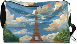 Gym Bags for Men 14.8 Inch Lightweight Carry On Bags for Airplanes Waterproof Duffle Bag for Travel, City Eiffel Tower Drawing