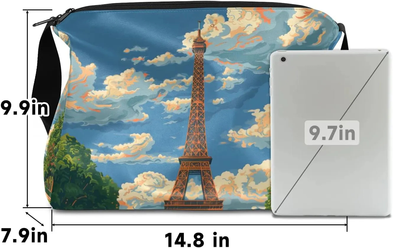 Gym Bags for Men 14.8 Inch Lightweight Carry On Bags for Airplanes Waterproof Duffle Bag for Travel, City Eiffel Tower Drawing