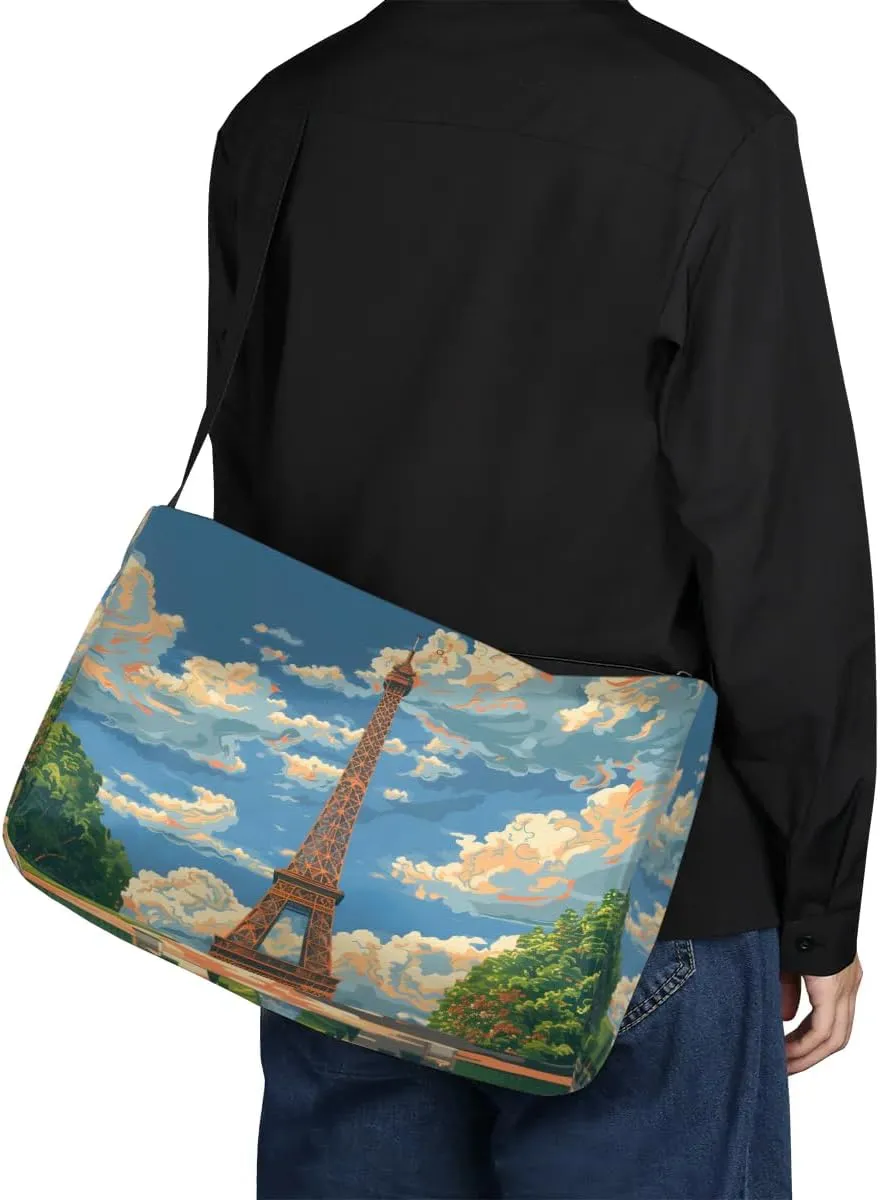 Gym Bags for Men 14.8 Inch Lightweight Carry On Bags for Airplanes Waterproof Duffle Bag for Travel, City Eiffel Tower Drawing