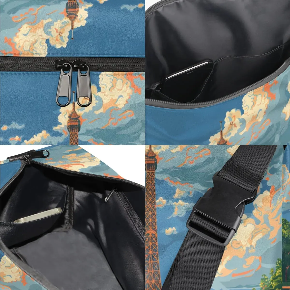 Gym Bags for Men 14.8 Inch Lightweight Carry On Bags for Airplanes Waterproof Duffle Bag for Travel, City Eiffel Tower Drawing