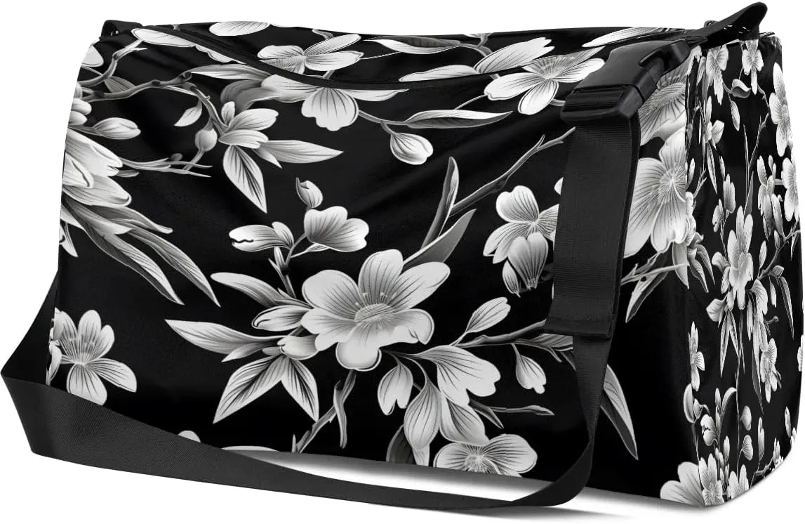 Gym Bags for Men 14.8 Inch Lightweight Carry On Bags for Airplanes Waterproof Duffle Bag for Travel, Delicate Prints Flora Retro