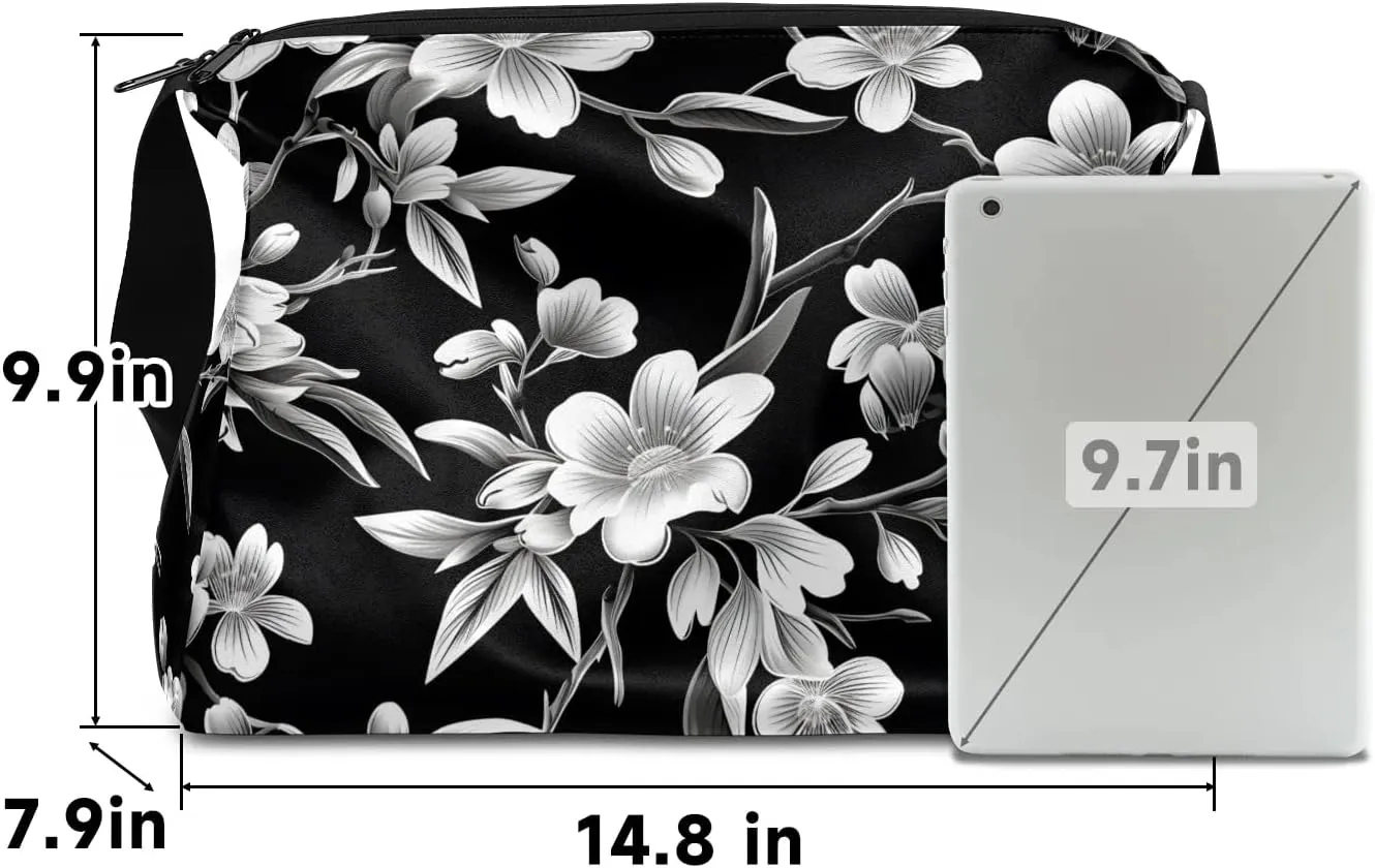 Gym Bags for Men 14.8 Inch Lightweight Carry On Bags for Airplanes Waterproof Duffle Bag for Travel, Delicate Prints Flora Retro