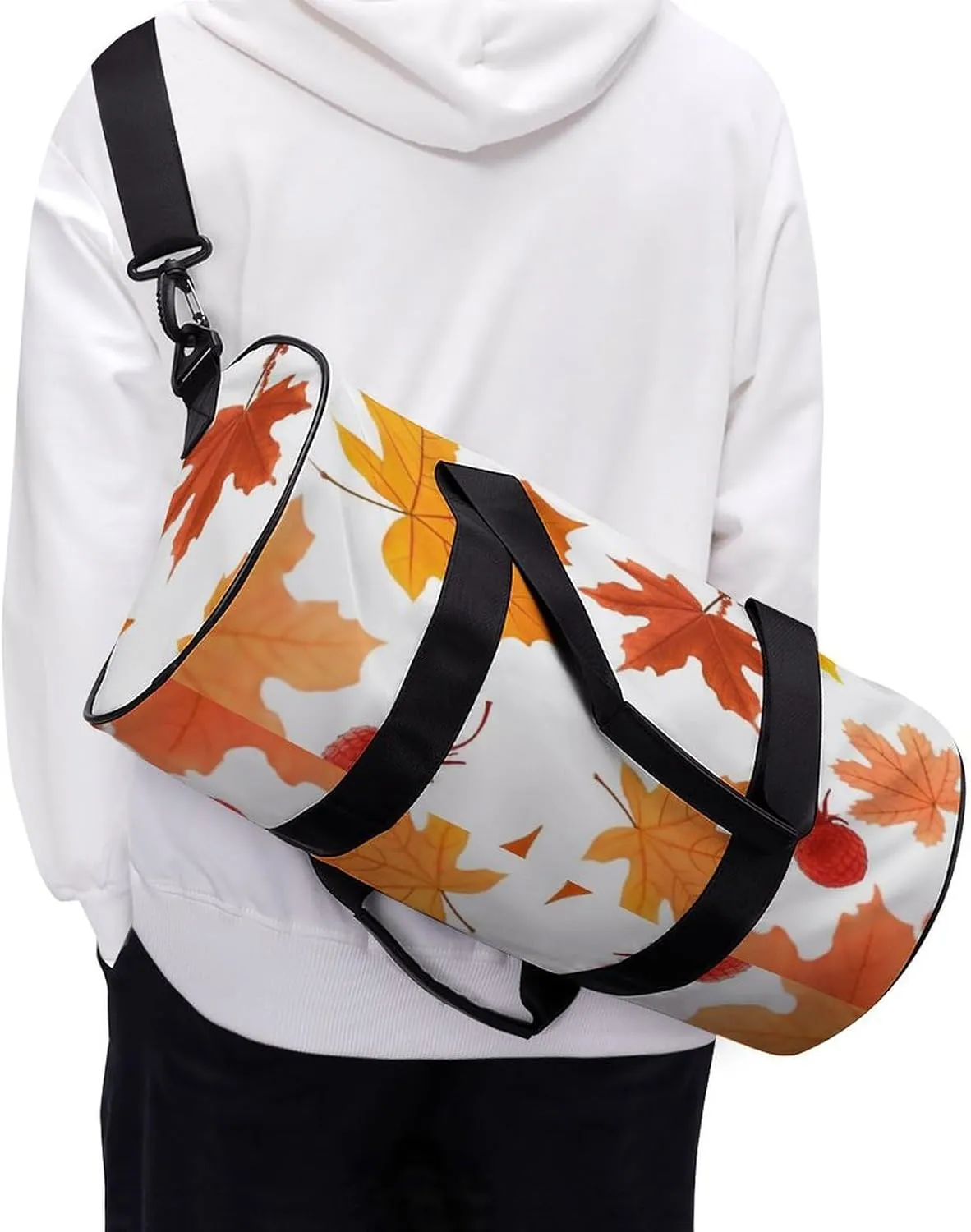 Gym Bags for Men Women Autumn Maple Leaves Duffle Bag Travel Overnight Bag with Shoe Compartment Tote Bags