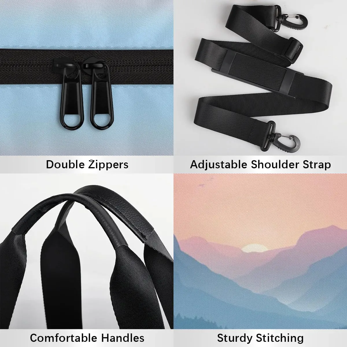 Gym Bags for Men Women Beautiful Mountains River Sports Duffel Bags Carry On Travel Duffle Bag with Detachable Adjustable Shoulder Strap Overnight Weekender Bag
