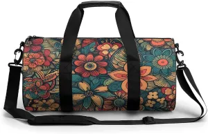 Gym Bags for Men Women Color Floral Duffle Bag Travel Overnight Bag with Shoe Compartment Tote Bags