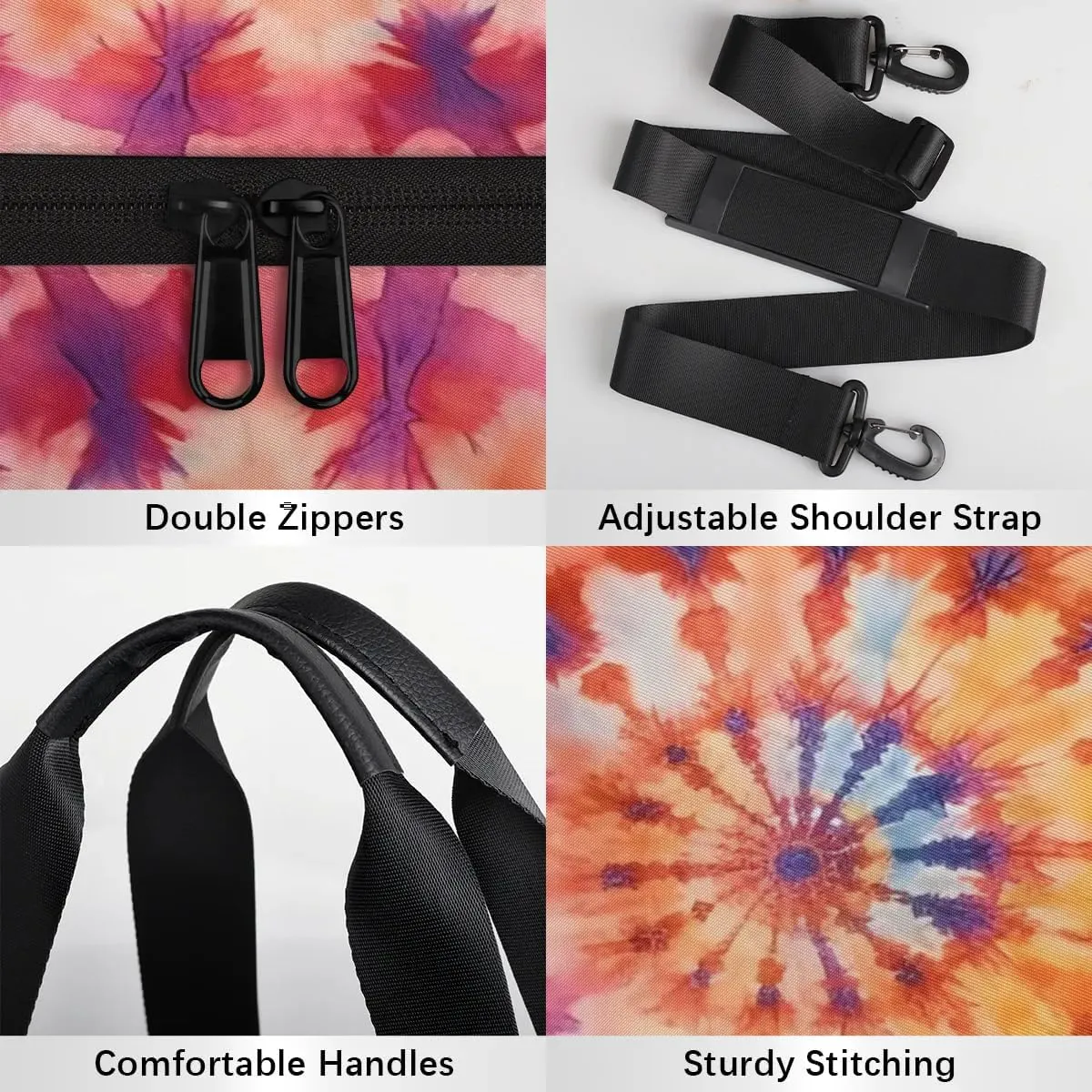 Gym Bags for Men Women Colorful Tie Dyeing Sports Duffel Bags Carry On Travel Duffle Bag with Detachable Adjustable Shoulder Strap Overnight Weekender Bag