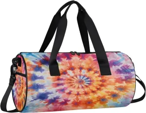 Gym Bags for Men Women Colorful Tie Dyeing Sports Duffel Bags Carry On Travel Duffle Bag with Detachable Adjustable Shoulder Strap Overnight Weekender Bag
