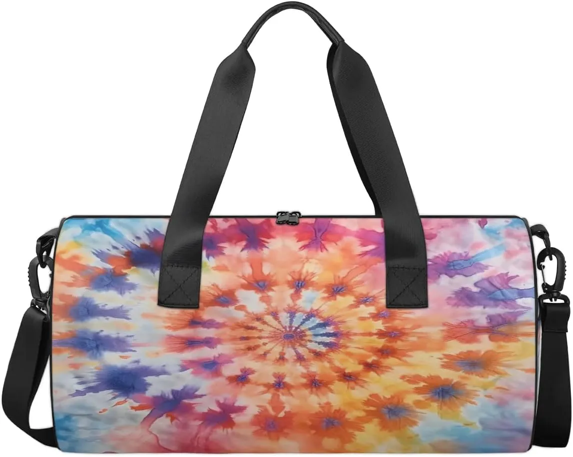Gym Bags for Men Women Colorful Tie Dyeing Sports Duffel Bags Carry On Travel Duffle Bag with Detachable Adjustable Shoulder Strap Overnight Weekender Bag