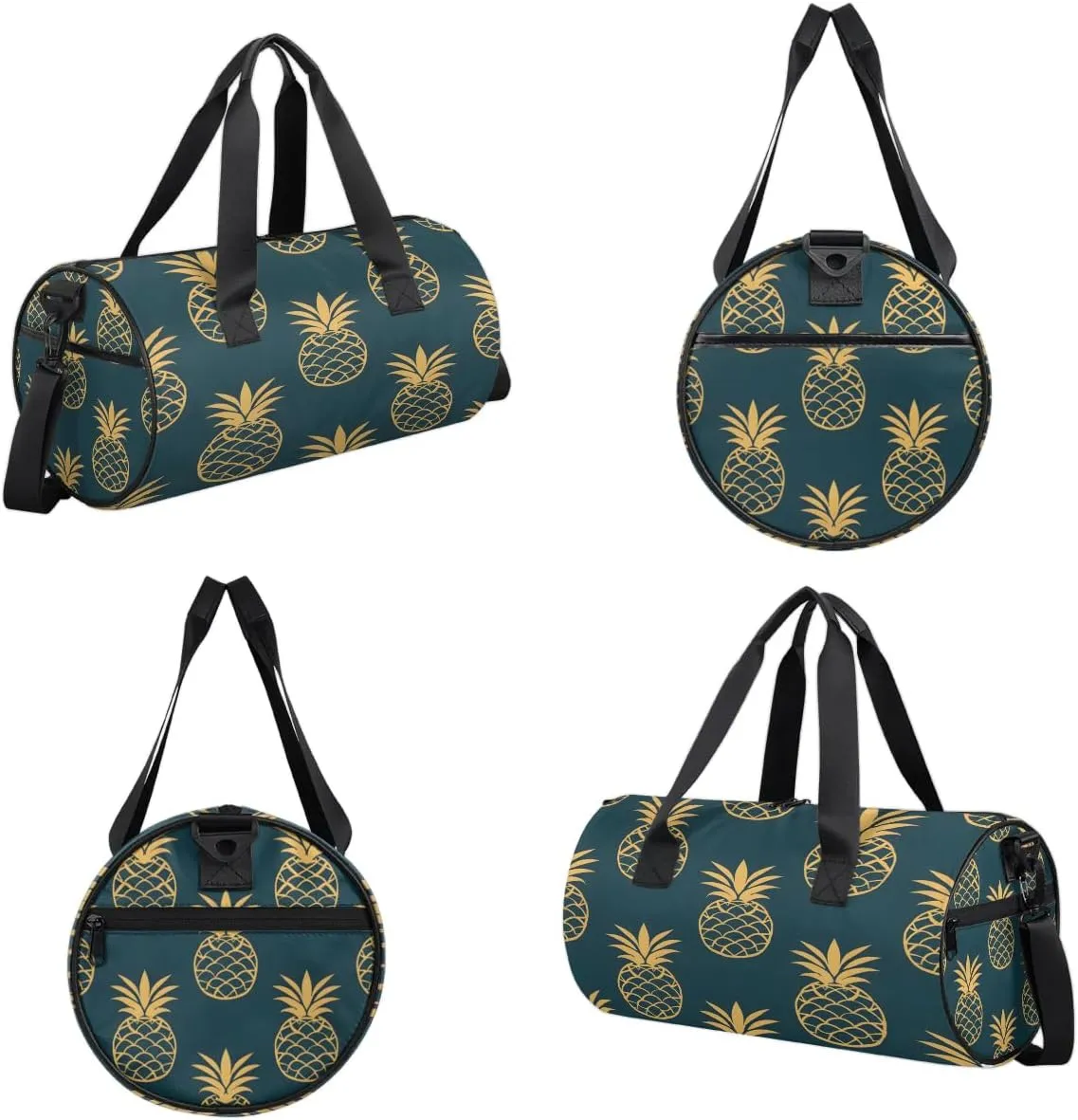 Gym Bags for Men Women Cute Pineapples Print Sports Duffel Bags Carry On Travel Duffle Bag with Detachable Adjustable Shoulder Strap Overnight Weekender Bag