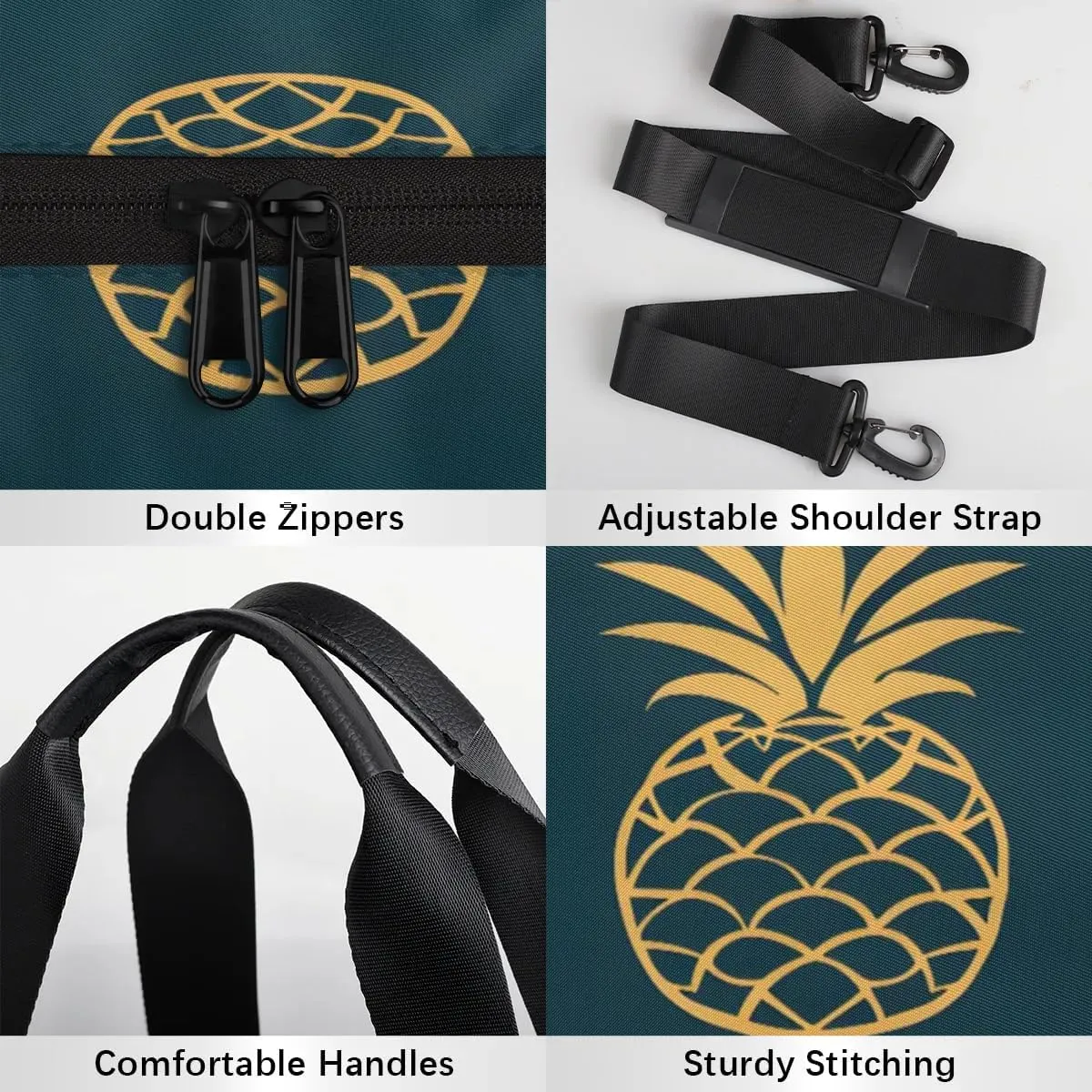 Gym Bags for Men Women Cute Pineapples Print Sports Duffel Bags Carry On Travel Duffle Bag with Detachable Adjustable Shoulder Strap Overnight Weekender Bag