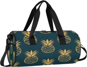 Gym Bags for Men Women Cute Pineapples Print Sports Duffel Bags Carry On Travel Duffle Bag with Detachable Adjustable Shoulder Strap Overnight Weekender Bag