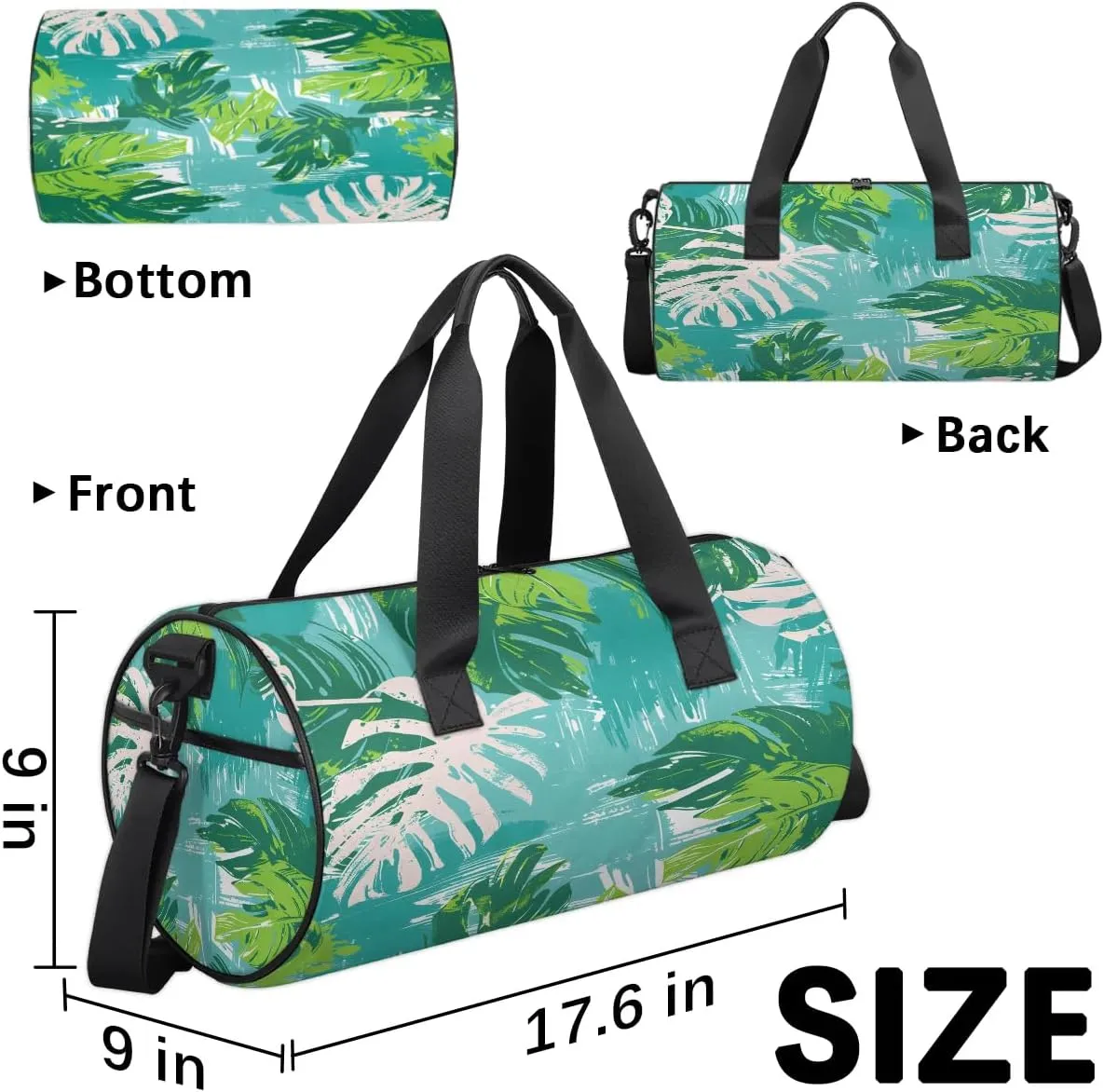 Gym Bags for Men Women Fern Leaf Theme Sports Duffel Bags Carry On Travel Duffle Bag with Detachable Adjustable Shoulder Strap Overnight Weekender Bag