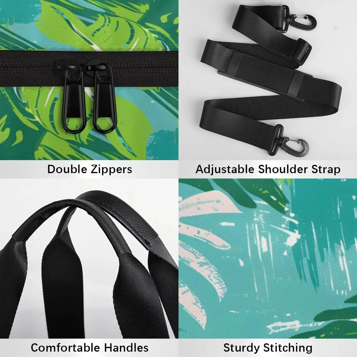 Gym Bags for Men Women Fern Leaf Theme Sports Duffel Bags Carry On Travel Duffle Bag with Detachable Adjustable Shoulder Strap Overnight Weekender Bag